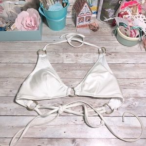 H&M Ivory Bikini Top Ring Accents Swim Beach Bathing Suit Vacay Womens U.S. Sz.6